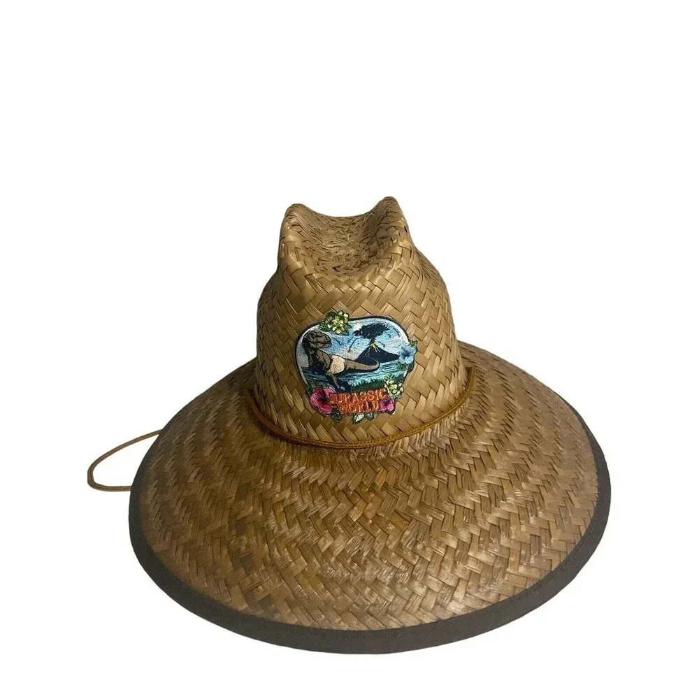 Jurassic World Straw Safari Sun Hat Draw Cord Adult OSFM 100% Straw Comfort Band